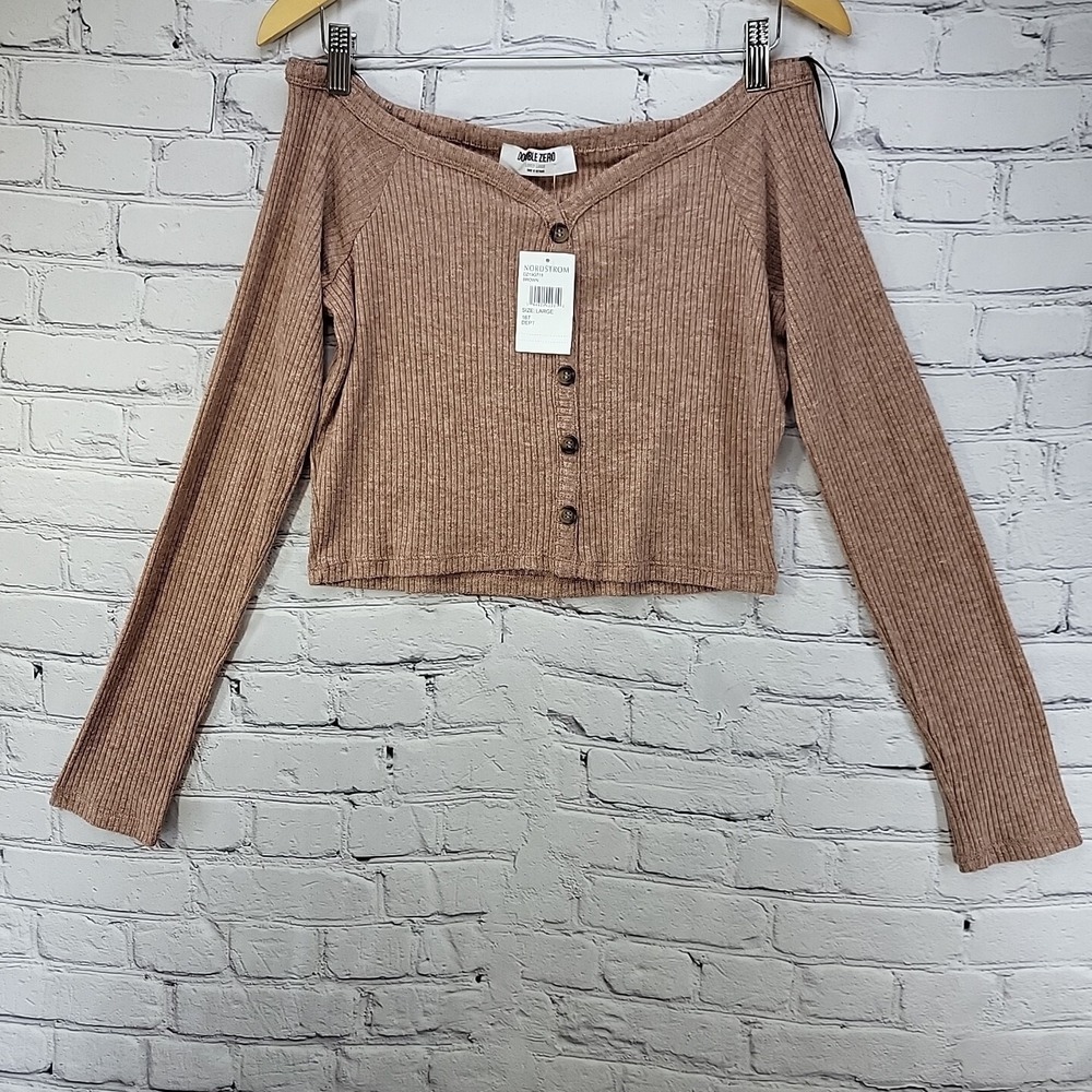 Nordstrom Double Zero Top Womens Lovely Large Cropped Long Sleeve New With Tags